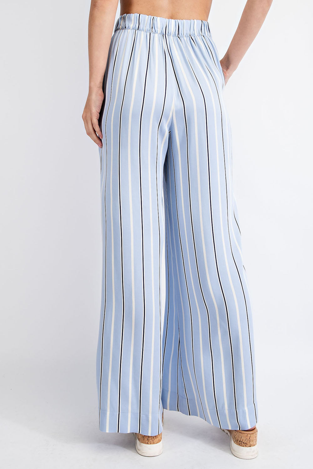 STRIPED HI WAIST WIDE LEG LONG PANTS Rae Mode.