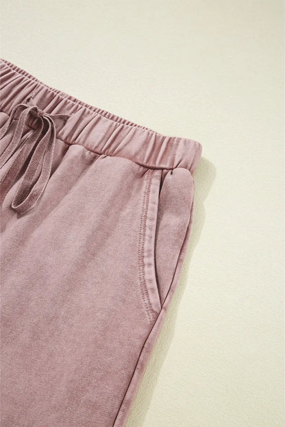 ~PREORDER~ Dusty Rose Mineral Wash Patchwork Wide Leg Pants ~PREORDER~