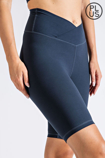 PLUS SIZE V WAIST BIKER SHORTS RAE MODE
