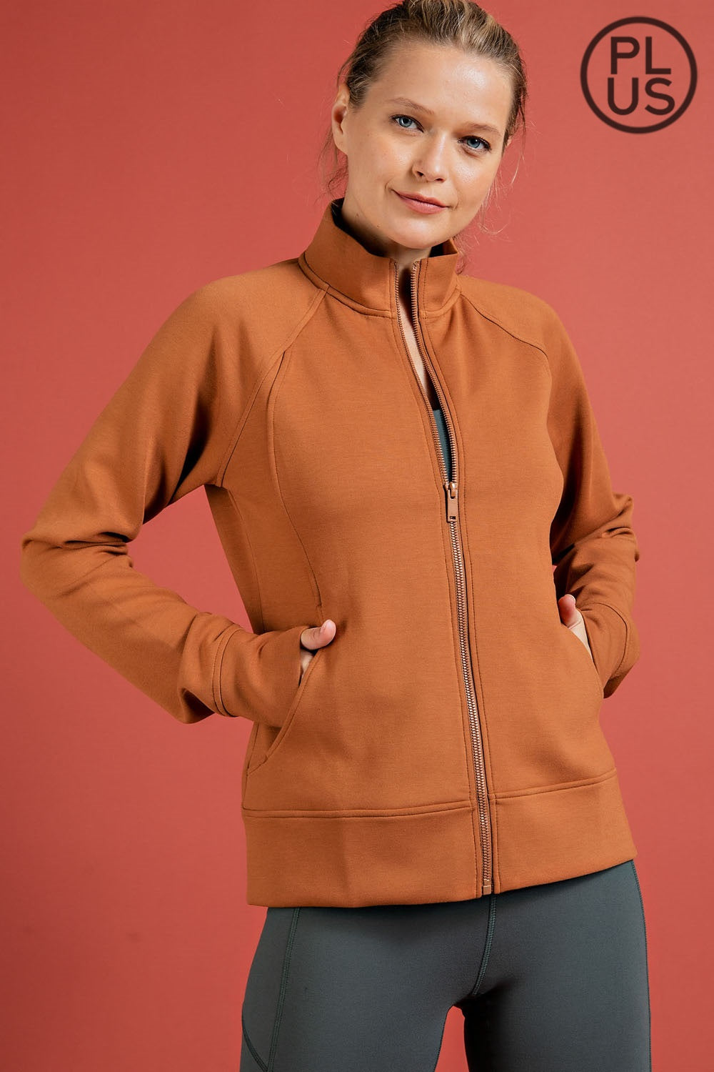 PLUS SIZE PONTI HOODIE JACKET Rae Mode.