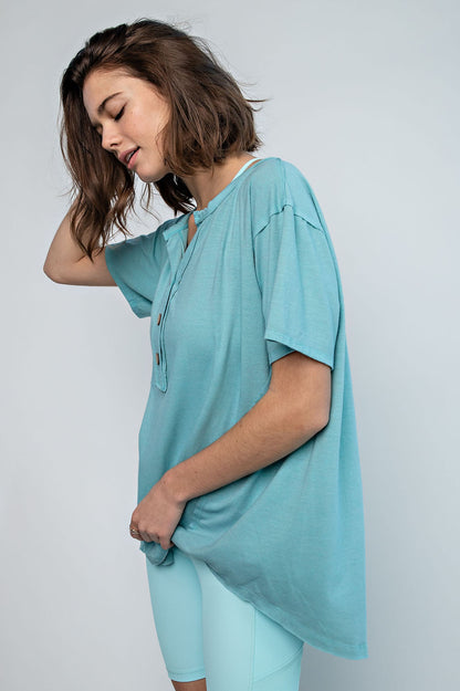 Relaxed fit mineral wash long sleeve top by Rae Mode