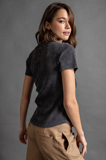 The Everyday Edge Mineral Wash Henley Top
