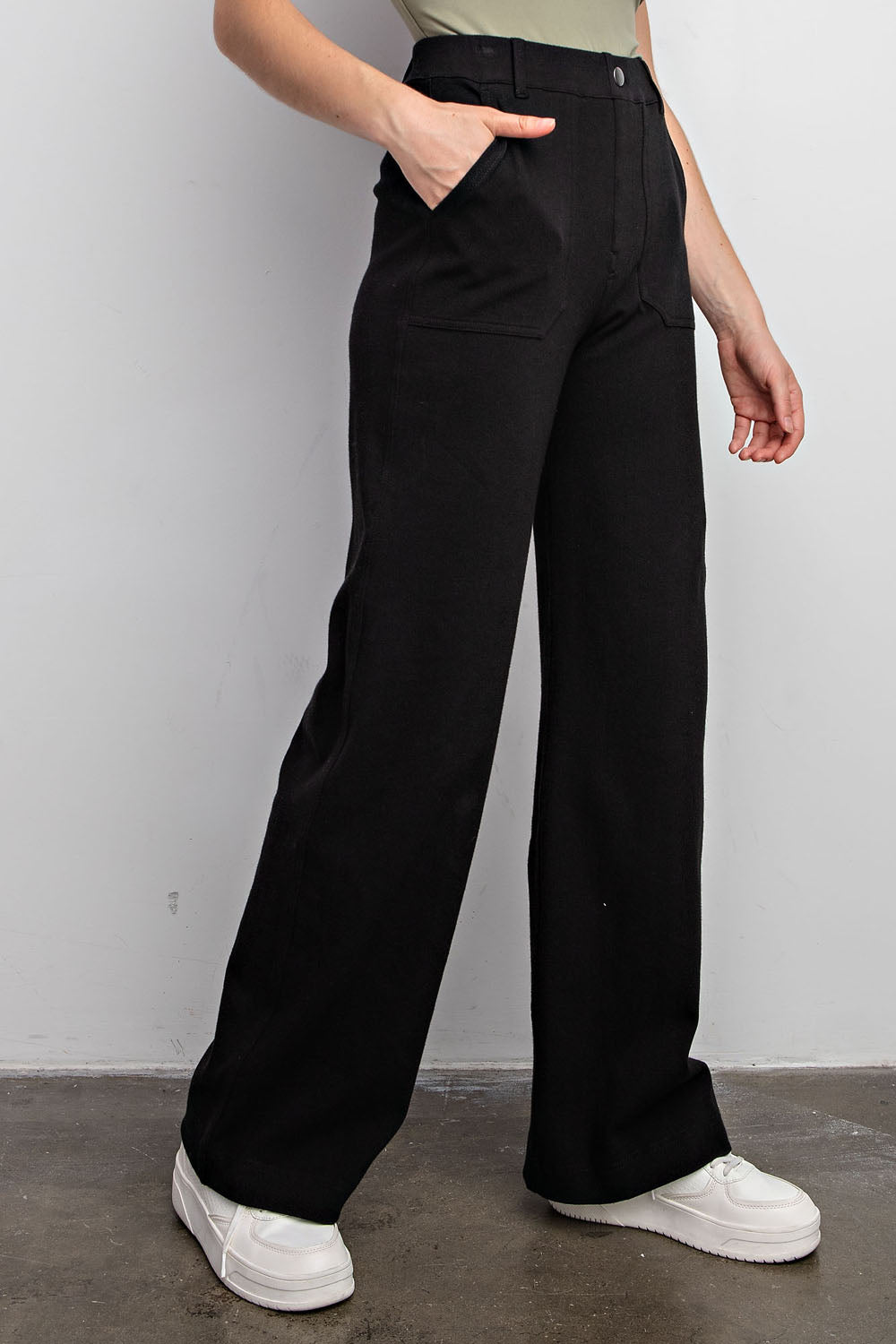 COTTON STRETCH TWILL WIDE PANTS RAE MODE