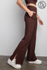 Plus Size Rae Mode Rib Crossover Flare Leggings | V-Waist Pocket Flare Pants P6259PL