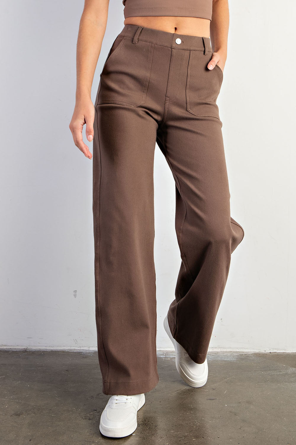 COTTON STRETCH TWILL WIDE PANTS RAE MODE