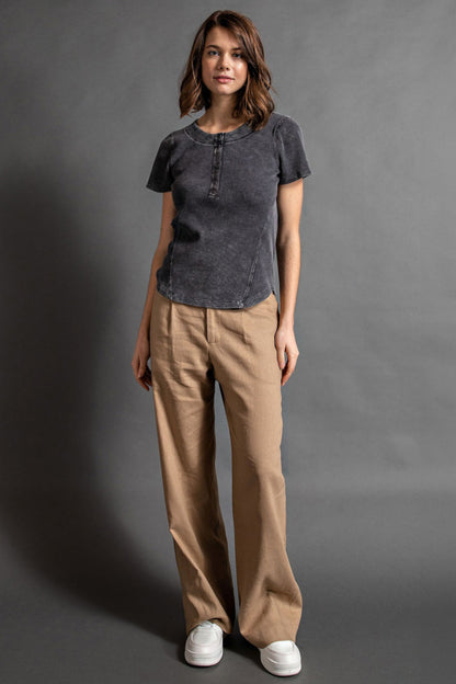 The Everyday Edge Mineral Wash Henley Top