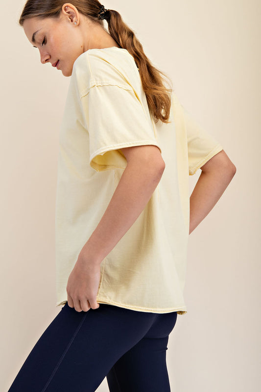 Lemon Cream Dream Washed Cotton Boxy Tee