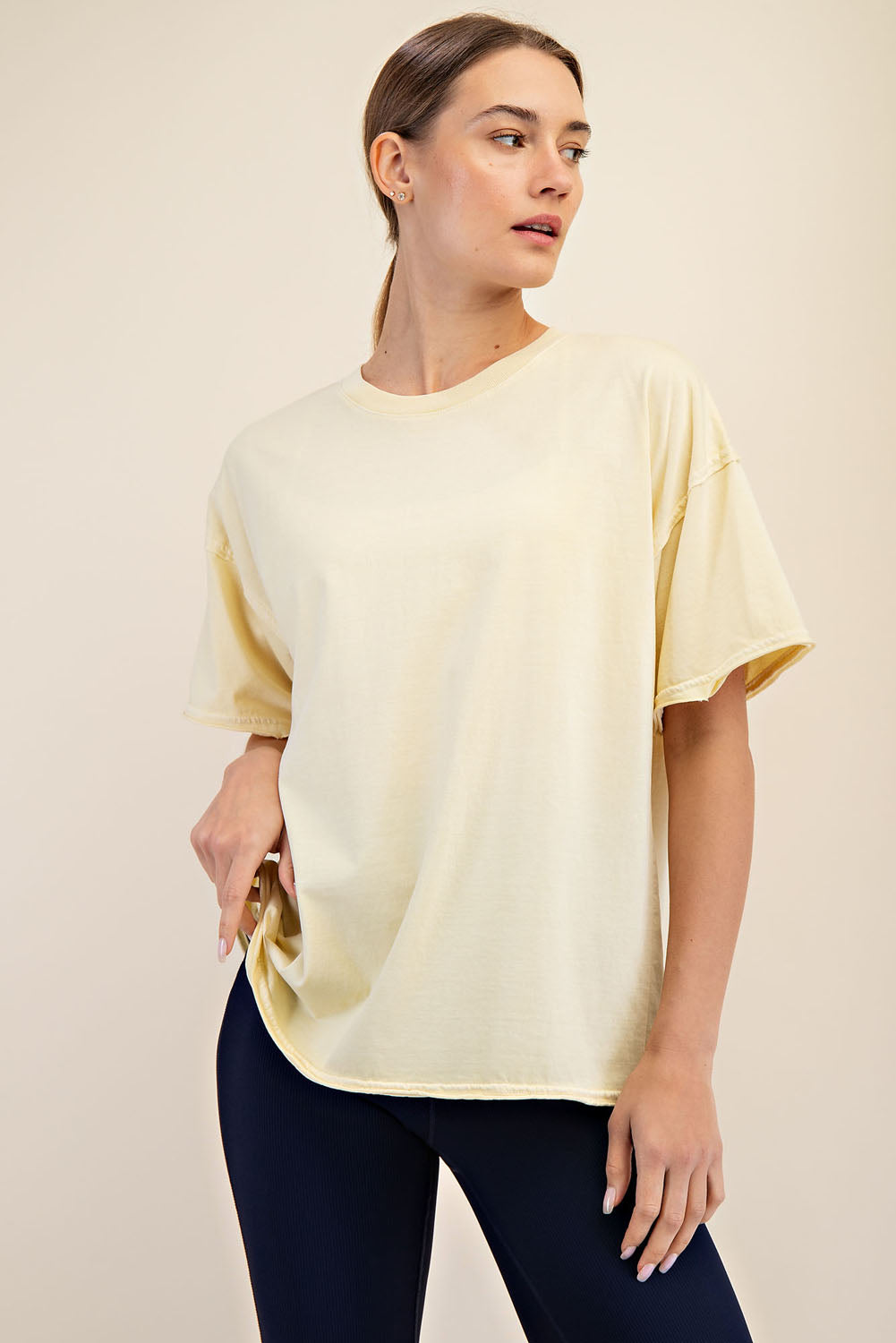 Lemon Cream Dream Washed Cotton Boxy Tee