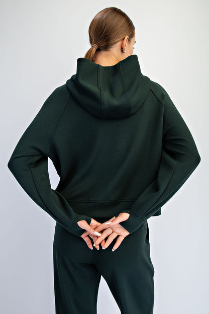 Evergreen Scuba Quarter Zip Hoodie | Modal Scuba Cropped Jacket