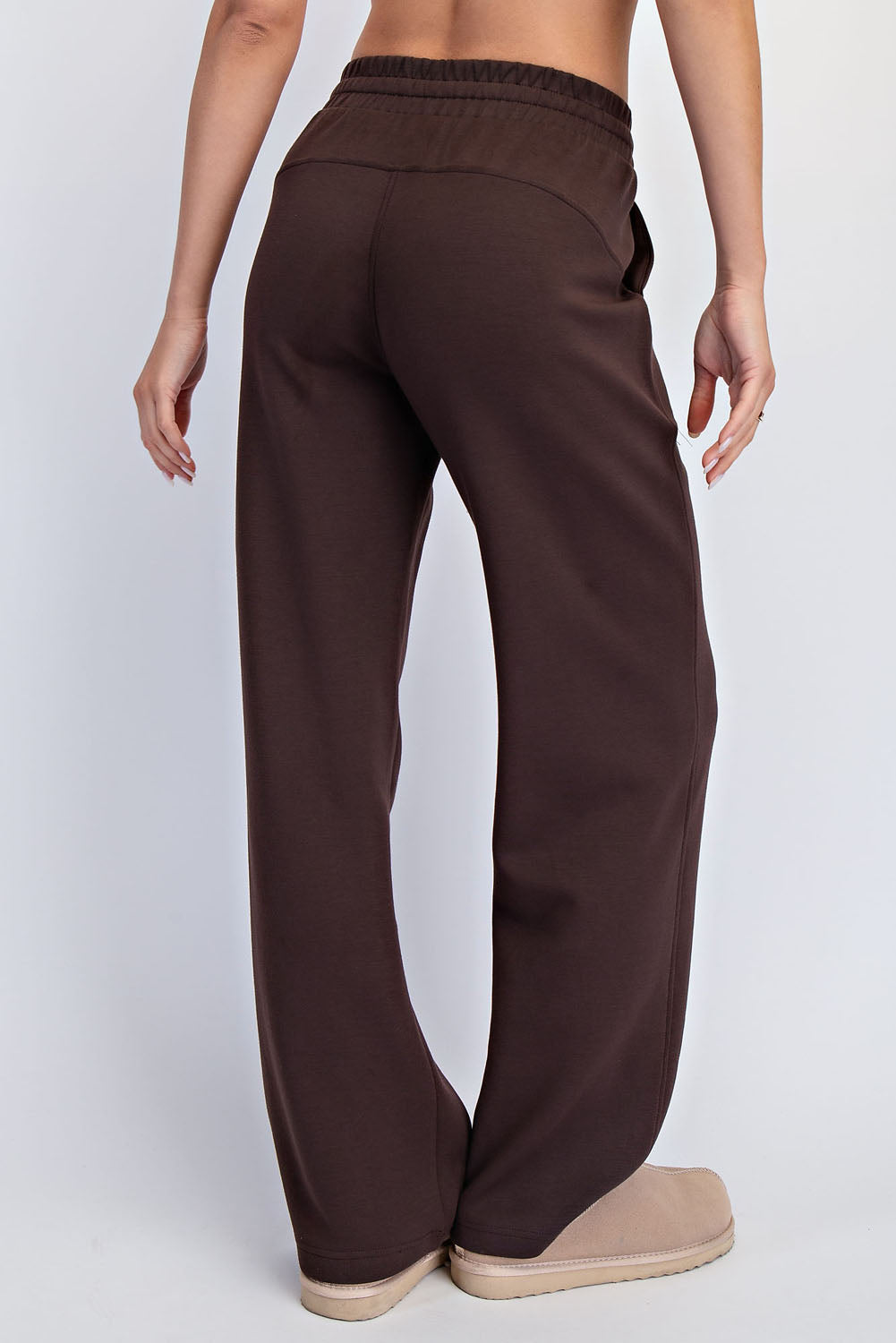 Espresso Modal Scuba Straight Pants | High-Rise Lounge Trouser Pants