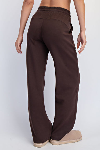 Espresso Modal Scuba Straight Pants | High-Rise Lounge Trouser Pants