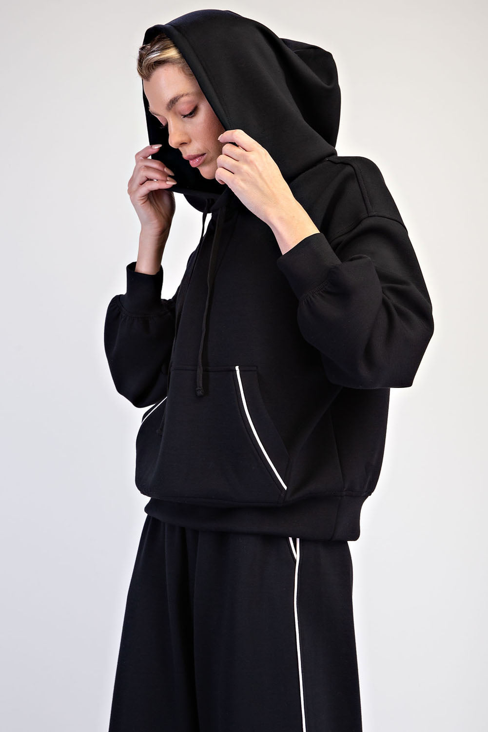 Luxe Line Scuba Hoodie by Rae Mode | Modal Scuba Piping Pullover