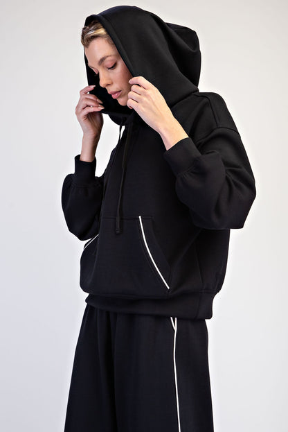 Luxe Line Scuba Hoodie by Rae Mode | Modal Scuba Piping Pullover