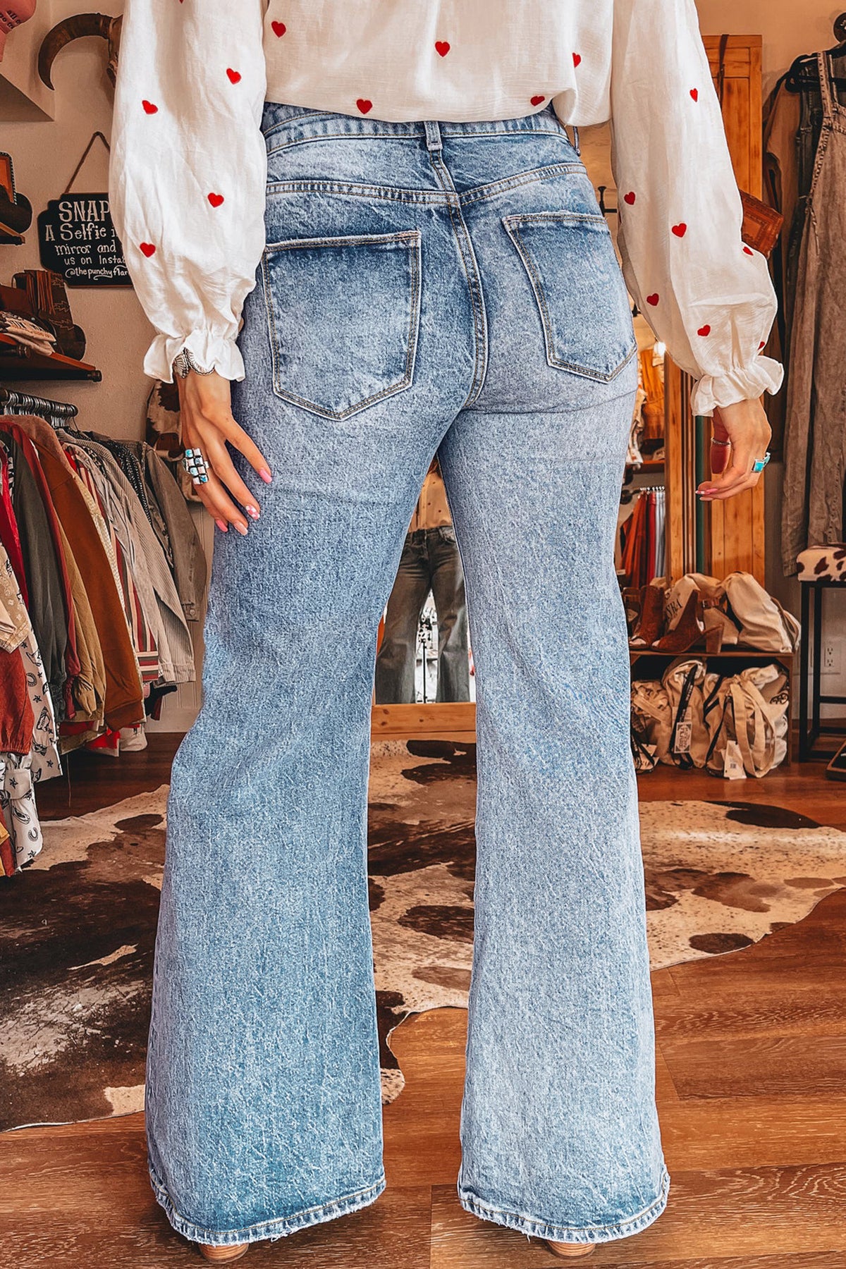 ~PREORDER~ Acid Wash Pocket Detail Flare Jeans ~PREORDER~