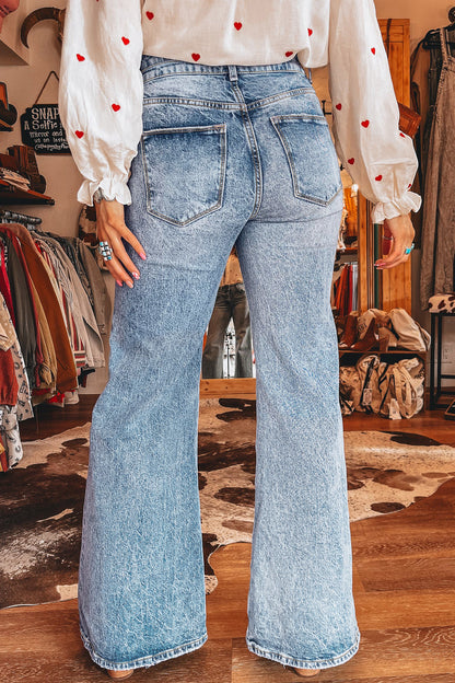 ~PREORDER~ Acid Wash Pocket Detail Flare Jeans ~PREORDER~