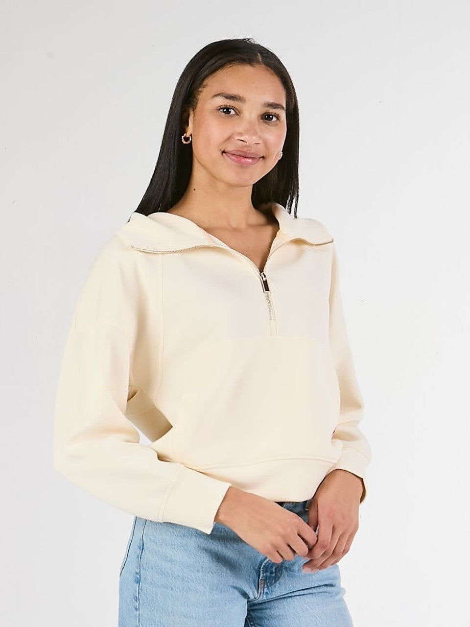 “Half-Zip Hi-Low” Cropped Pullover – Simply Southern Modal Luxe