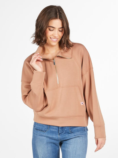 “Half-Zip Hi-Low” Cropped Pullover – Simply Southern Modal Luxe