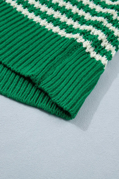 ~PREORDER~ Lucky Green Stripe Slouchy 3/4 Sleeve Sweater ~PREORDER~