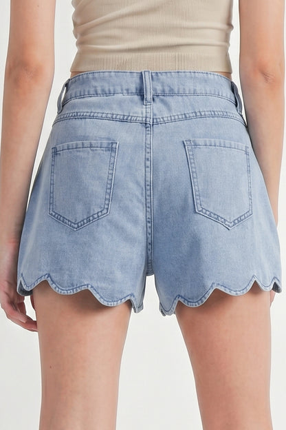 ~PREORDER ~ Myosotis Scalloped Trim Casual Denim Shorts ~PREORDER ~