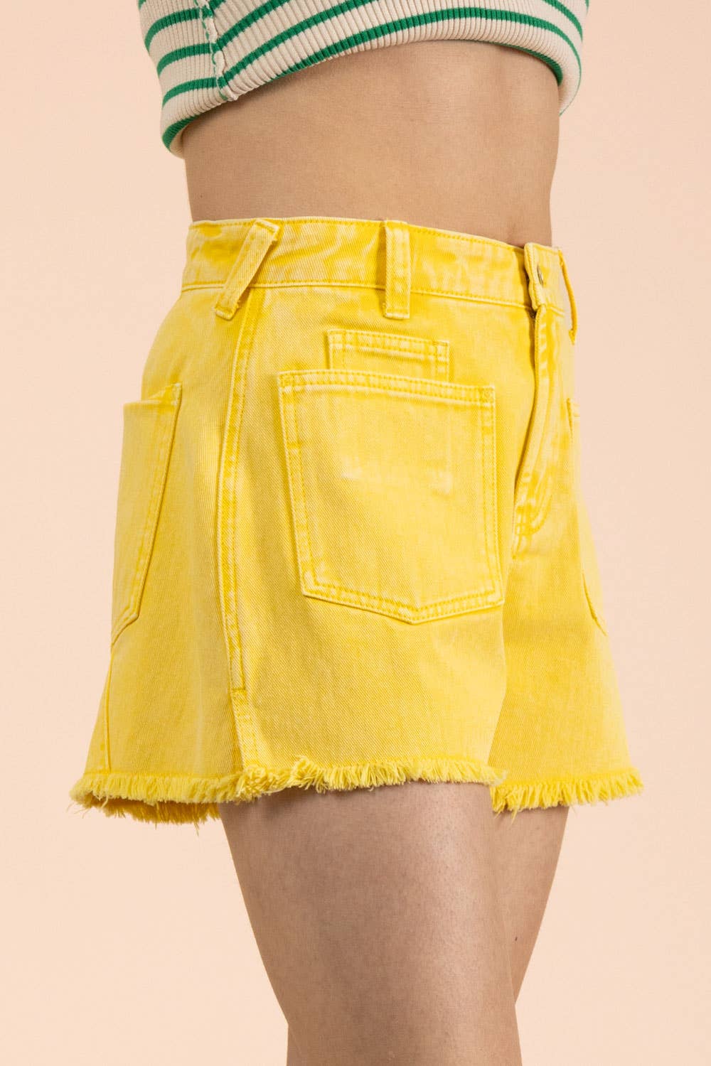 VERY JEAN Mineral Washed Denim Frayed Hem Shorts