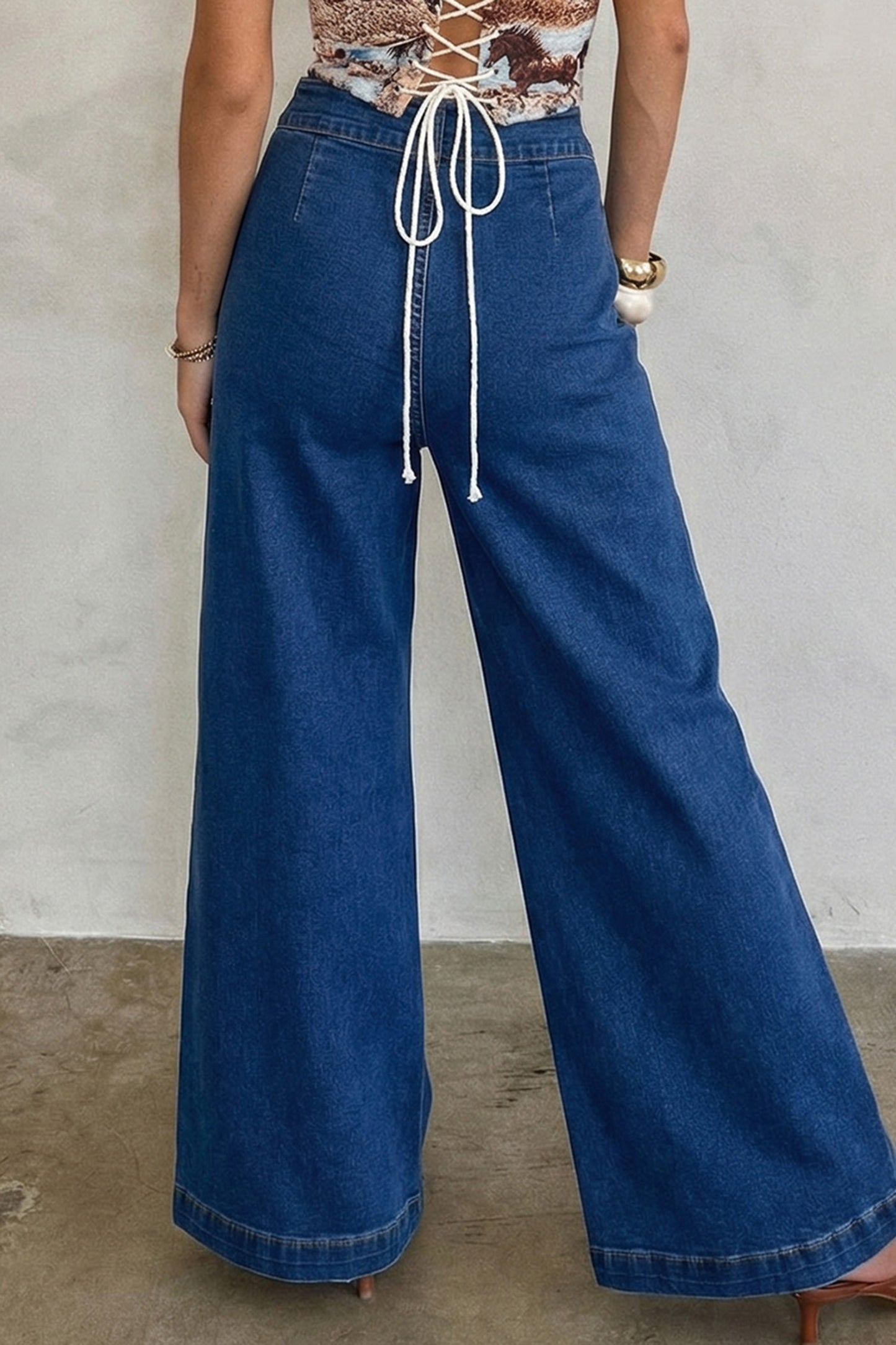 ~PREORDER ~ Sail Blue Hardware Pocket Wide Leg Jeans ~PREORDER ~