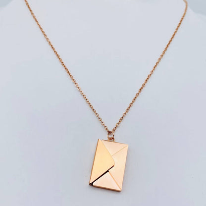 "I Love You" Stainless Steel Openable Envelope Necklace- FGS