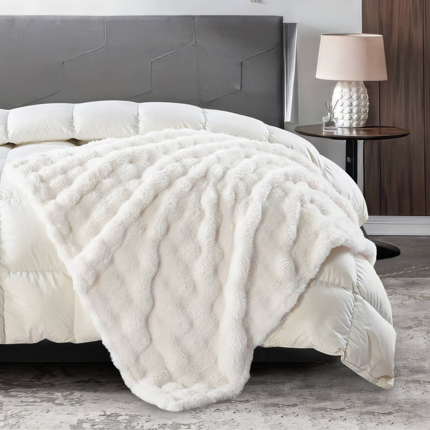 Features:

🤍 Ultra-soft faux fur for a luxe, cozy feel
🐻‍❄️ Plush texture that adds warmth and style
🛋️ Perfect for couches, beds, and cozy corners
✨ Boutique-style home décor piece
❄️ Ideal for chilly nights and year-round snuggling
🎁 Makes a perfect gift (if you can part with it 😉)

Size:

50" x 70"

Materials:

Faux fur plush fabric