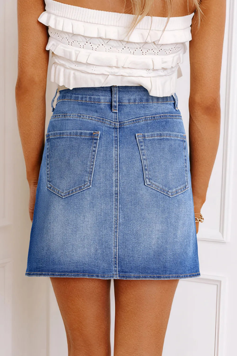 ~PREORDER~ Ashleigh Blue Wrapped Crossed Waist Denim Mini Skirt ~PREORDER~
