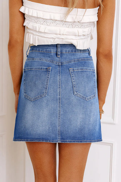 ~PREORDER~ Ashleigh Blue Wrapped Crossed Waist Denim Mini Skirt ~PREORDER~