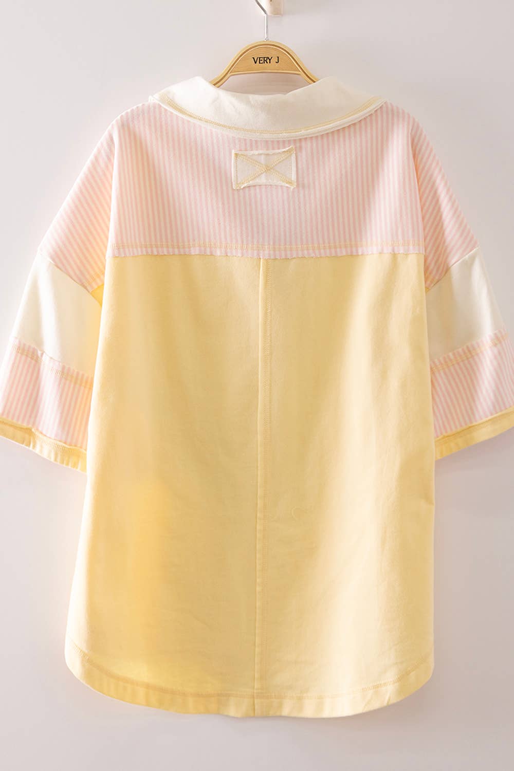 Oversized Collared Knit Top | Contrast Detail Half Sleeve Casual Shirt