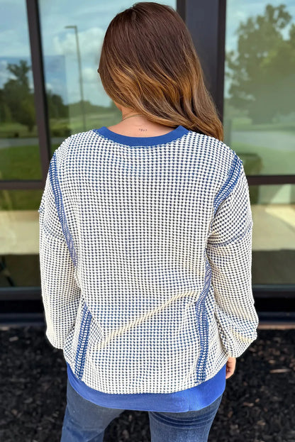 ~PREORDER~ Blue Skies Waffle Knit Exposed Stitch Top ~PREORDER~