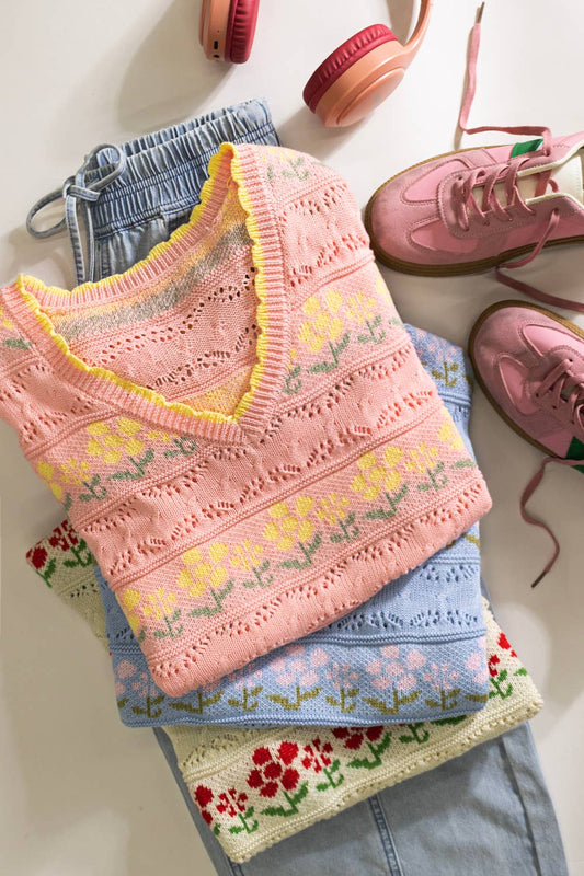 Sweet Meadow Floral Knit Sweater Vest