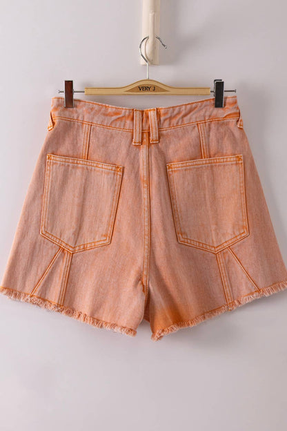VERY JEAN Mineral Washed Denim Frayed Hem Shorts