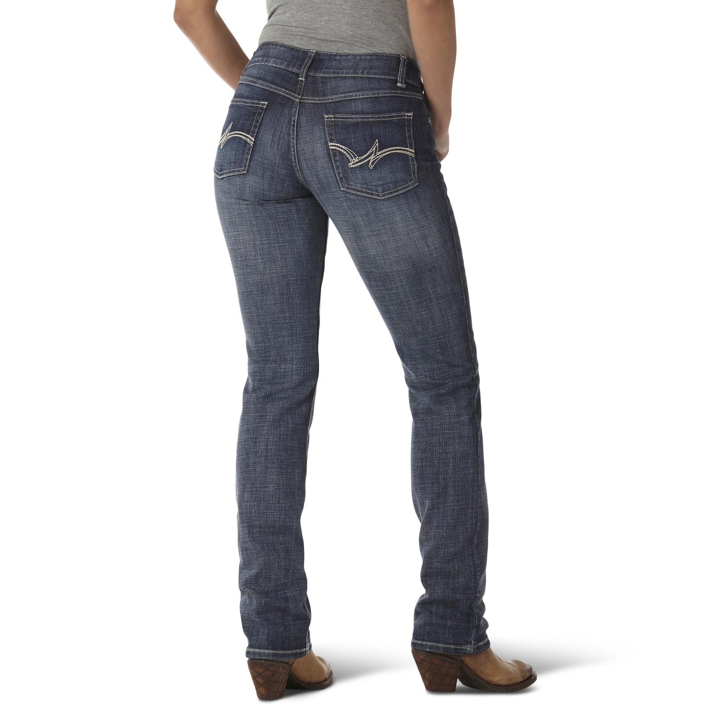 09MWTMS - Wrangler® Straight Leg Womens Jean - Mid Rise - Dark Blue