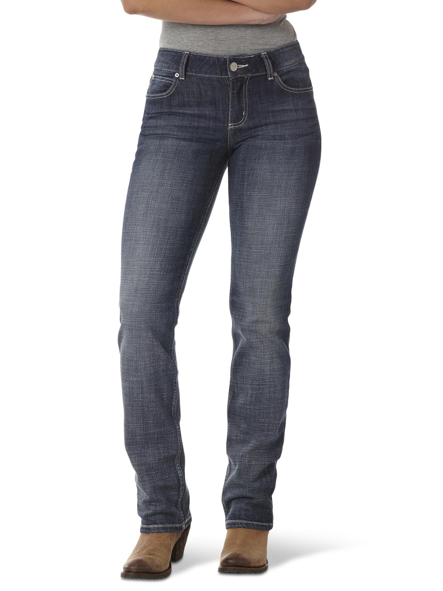 09MWTMS - Wrangler® Straight Leg Womens Jean - Mid Rise - Dark Blue