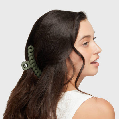 Eco-Friendly Chain Claw Clip 3‑Pack – Chic Hair Clips in Black & Moss 🌿✨ by Kitsch