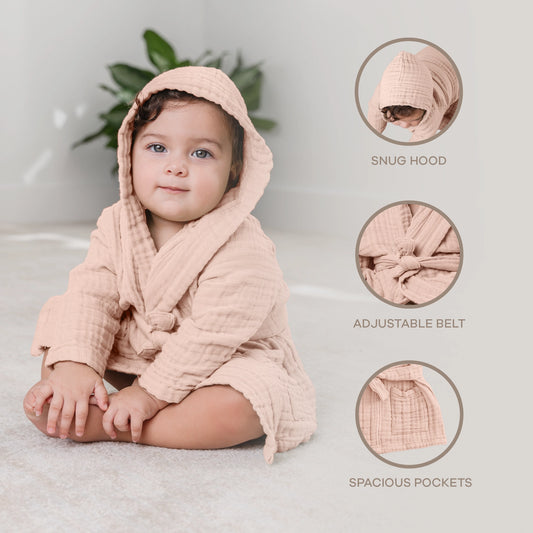 Muslin Bath Robe – 6–12M | Soft, Cozy & Adorable Baby Essential