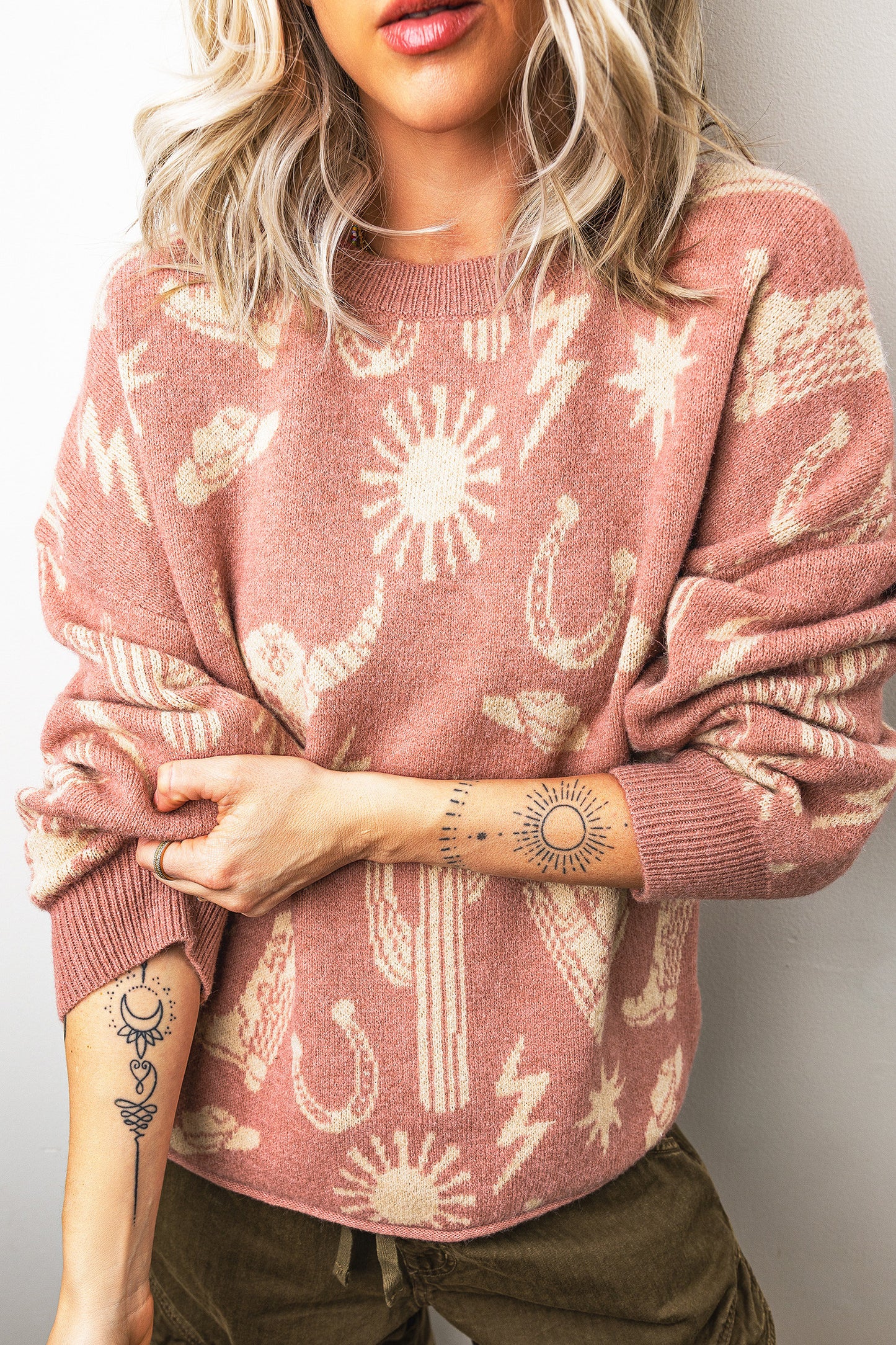 ~PREORDER ~ Blossom Western Print Drop Shoulder Sweater ~PREORDER ~
