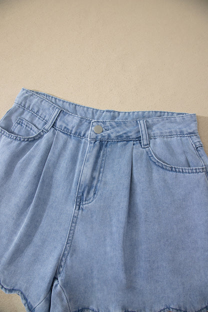 ~PREORDER ~ Myosotis Scalloped Trim Casual Denim Shorts ~PREORDER ~