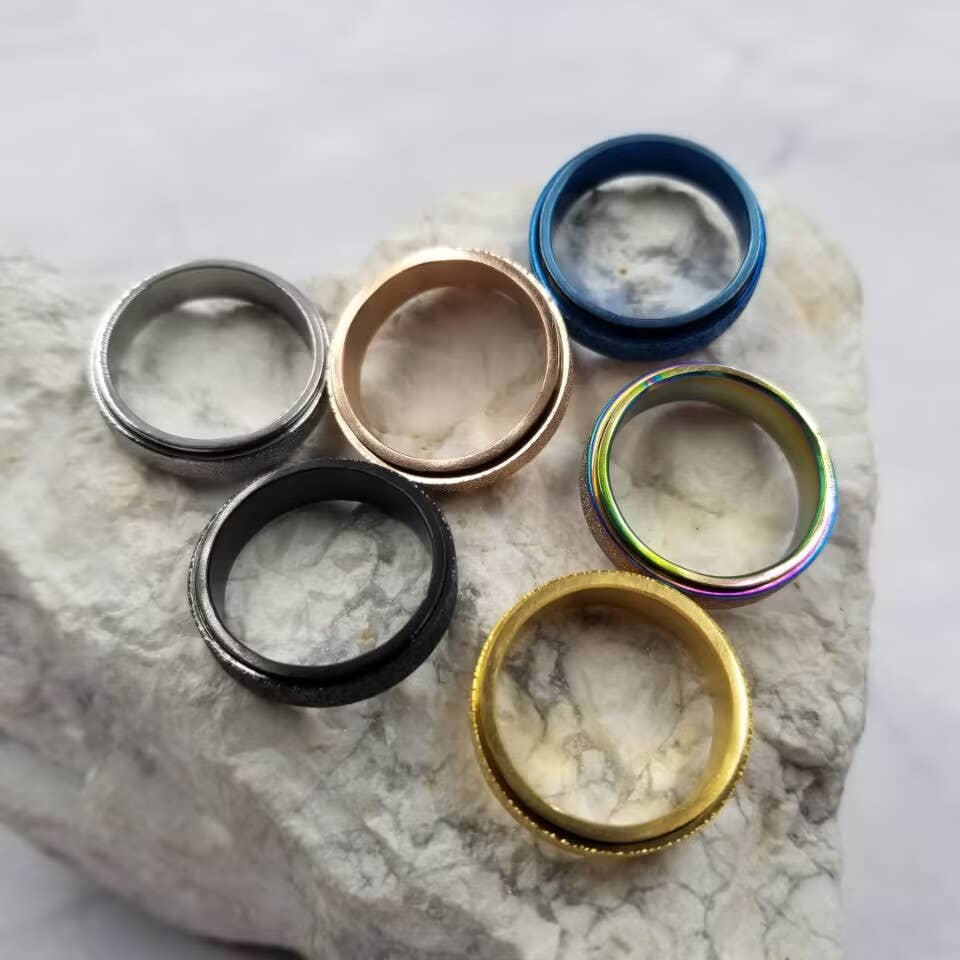 Stainless Steel Anxiety Spinner Rings - Sizes 6 - 13