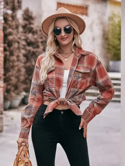 Casual Fashion Oversized Loose Plaid Shirt