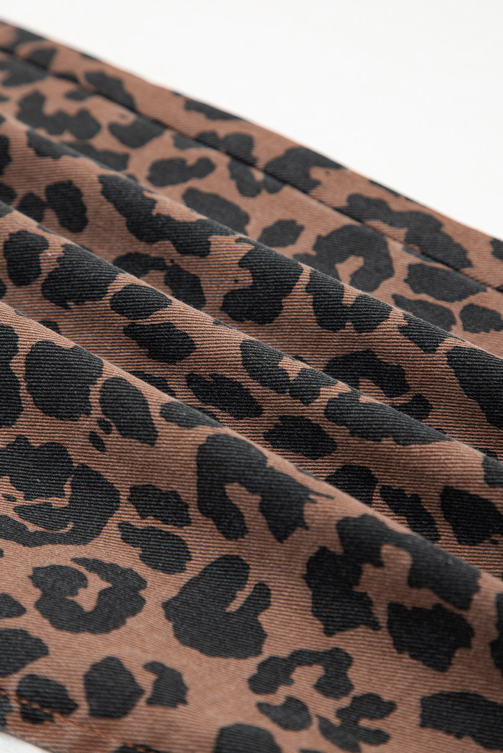 Wild Side Leopard Denim Midi Skirt | Brown Frayed Hem Stretch Skirt