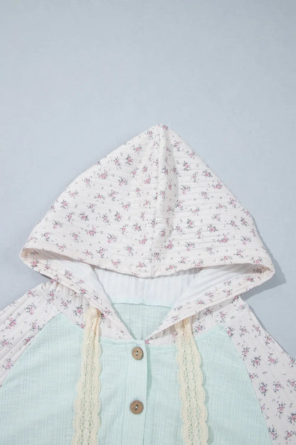 ~PREORDER~ Aqua Bloom Patchwork Hooded Top ~PREORDER~
