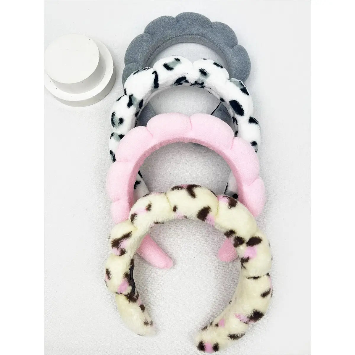 Leopard and Solid Mix of SpaCloud Puff Spa Headband | Leopard & Solid Makeup Headband Headband