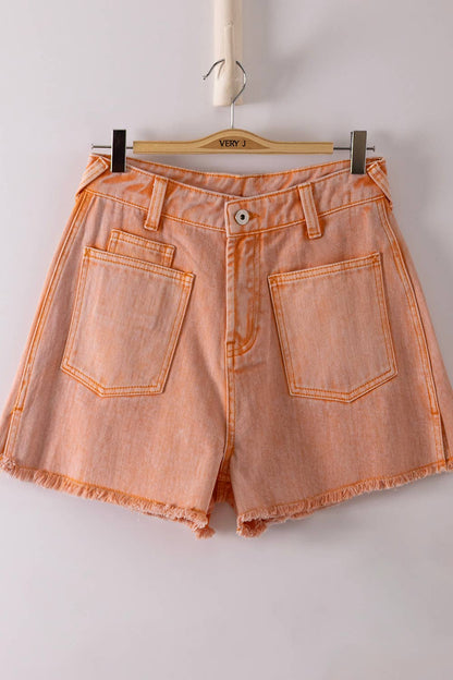VERY JEAN Mineral Washed Denim Frayed Hem Shorts