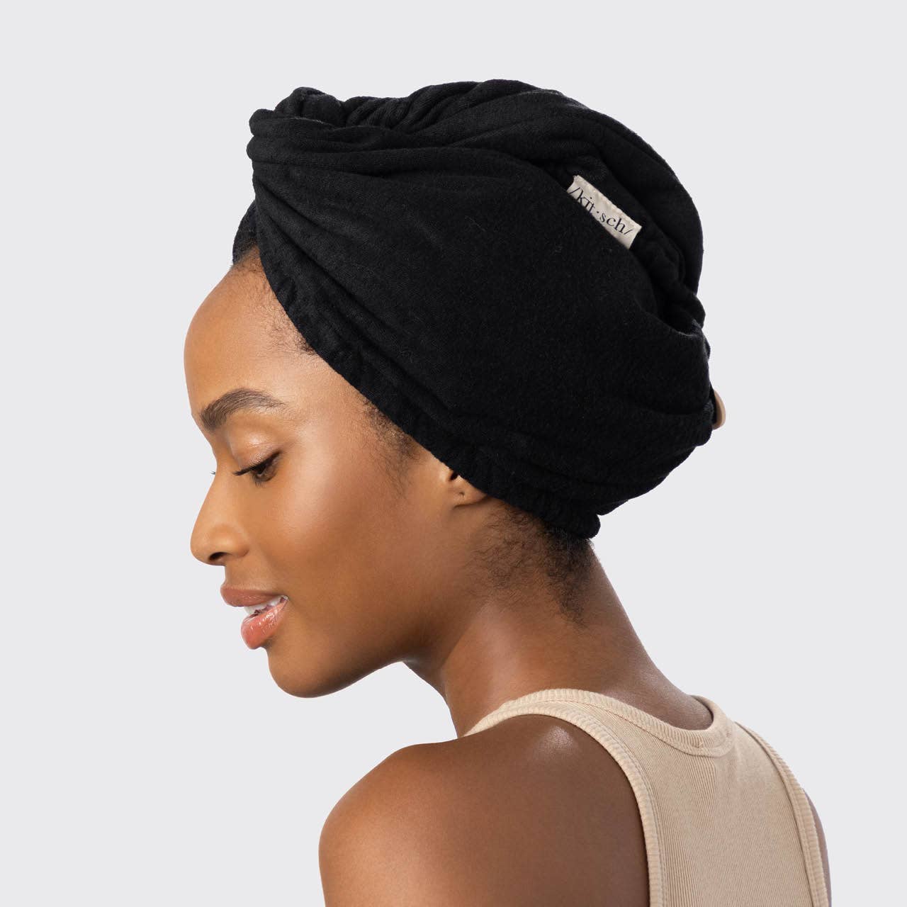 “Quick dry microfiber hair towel in Eco Black – B7 Boutique”

“Black hair wrap towel with loop and button closure”

“Frizz-reducing fast dry towel for women’s hair care routine”