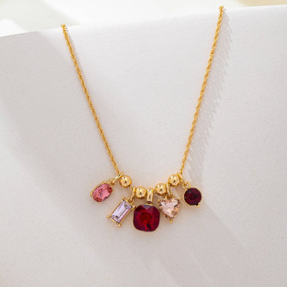 Gem Garden Necklace | Gold Multi-Color Crystal Charm Pendant Necklace