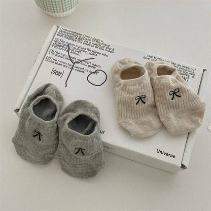 Ladies Cartoon Bow Knit Boat Socks – Cute, Comfy & Totally Bow-tiful! 🎀