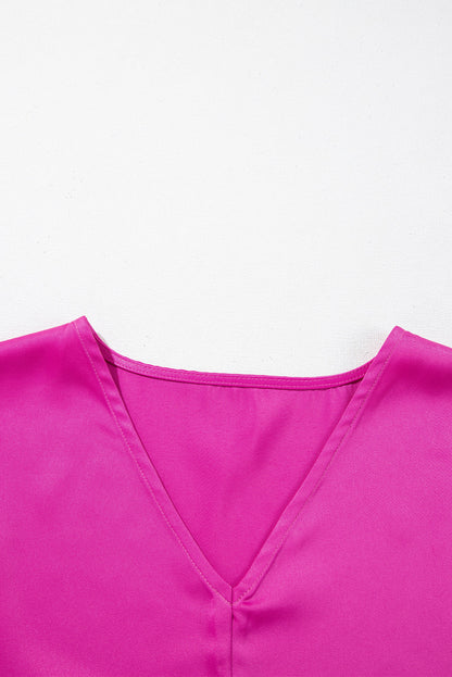 ~PREORDER ~ Bright Pink Silky V Neck Dolman Blouse ~PREORDER ~