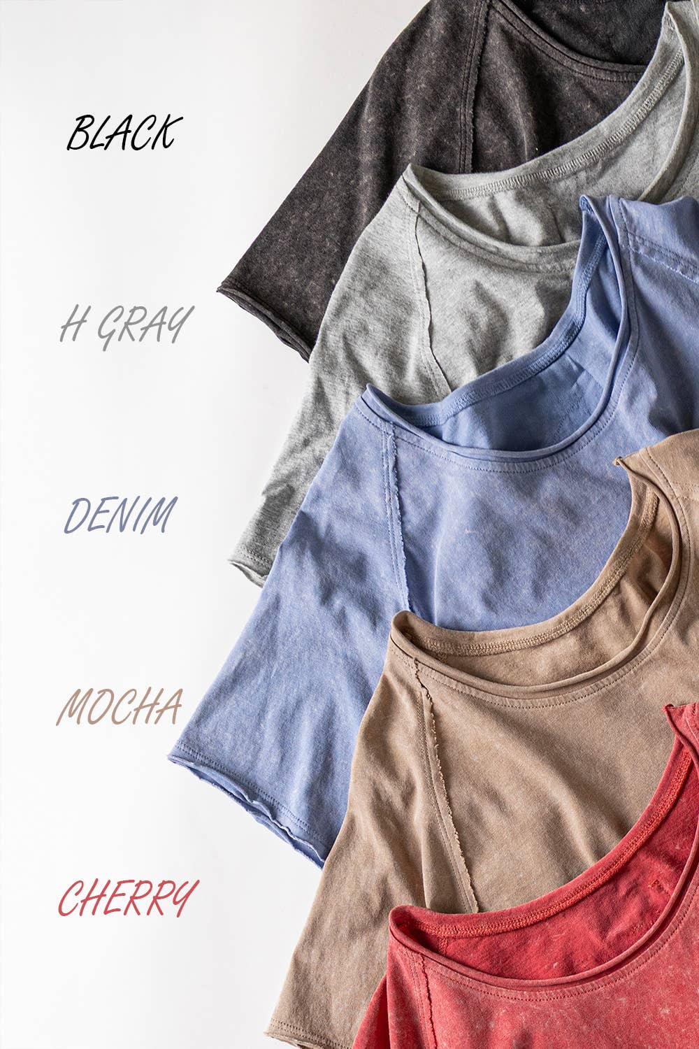 Mineral Washed Fitted Crop Top | Raw Edge Short Sleeve Tee